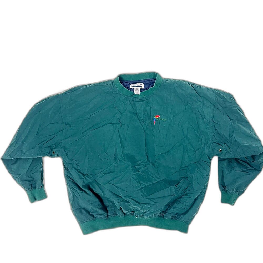 Vintage Sandestin Gear For Sports XL Teal Nylon Windbreaker Pullover Golf 90s